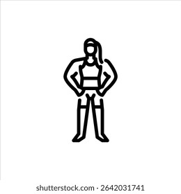 Female MMA fighter Pose outline icon. Mixed martial arts fighter black line illustration.