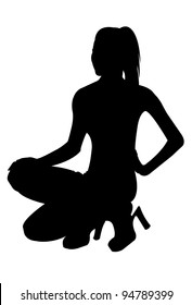 Female model crouching silhouette