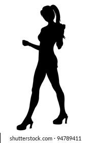 Female model dancing silhouette