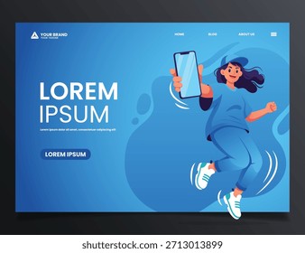 female model illustration background web banner design template