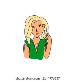 
a female model posing very confidently, hand drawn