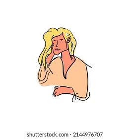 
a female model posing very confidently, hand drawn