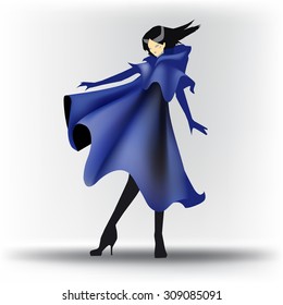 female model shows a model coat and winter clothes vector