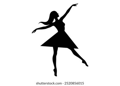 Female Model Striking Dance Pose Silhouette, Elegant Dancer Silhouette, Dance Movement Silhouette Art