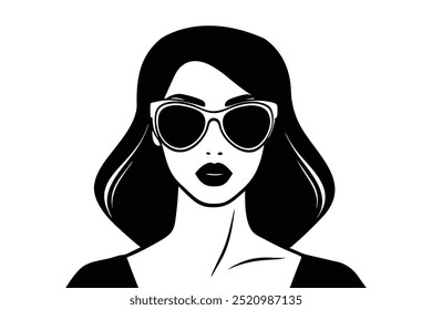 Female Model Wearing Oversized Sunglasses Silhouette, Fashion Silhouette, Stylish Woman Silhouette, Sunglasses Fashion Icon