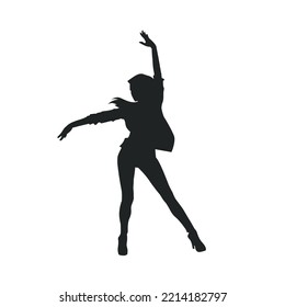 female modern dancing vector silhouette