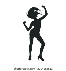 female modern dancing vector silhouette