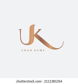 Female monogram UK for a beauty center. Logo vector linear initials U K. Emblem design Lettering business logotype