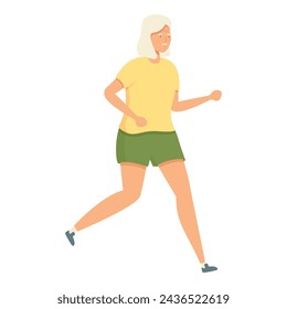 Female morning jogging icon cartoon vector. Life mature age. Workout sport