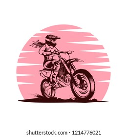 Female Motocross Vector Design Illustration