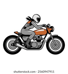 Female motorcycle rider in helmet illustration