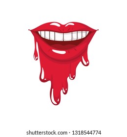 Female Mouth Dripping Cherry Fruit Stock Vector (Royalty Free) 1318543076