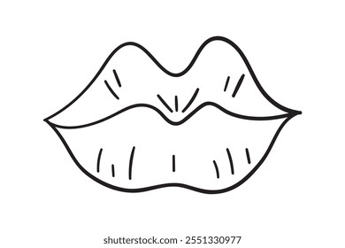 female mouth hand drawn element icon