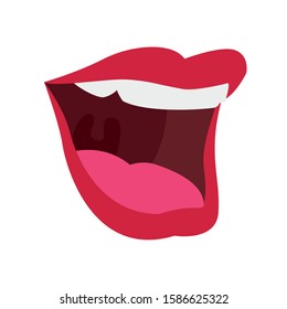 female mouth icon over white background, flat design, vector illustration