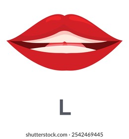 Female mouth is making the l sound for teaching pronunciation