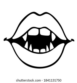 female mouth with plump lips and fangs