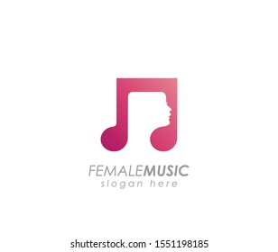 Female music logo design head