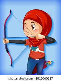 Female muslim archer character illustration