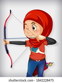 Female muslim archer character illustration