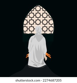 female muslim pray at mid night daily ramadhan activity