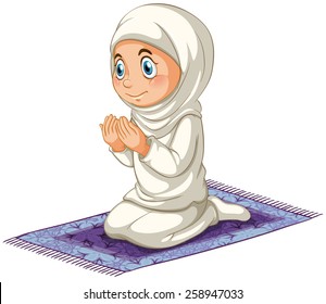 Female muslim praying on the carpet