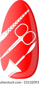 Female nail symbol and manicurist tool. Design for a manicure salon