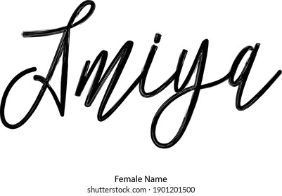 Female name - Amiya Beautiful Handwritten Lettering  Modern Calligraphy Text 