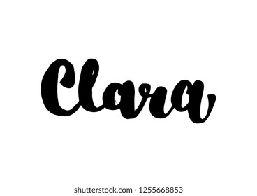 Female name - Clara. Handwritten Lettering. Black. Modern Calligraphy.