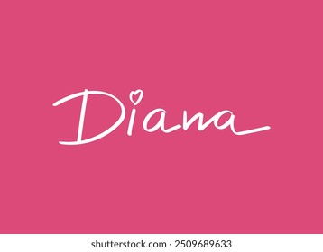 Female name Diana calligraphy. Girls name handwritten lettering calligraphy typescript. Vector illustration