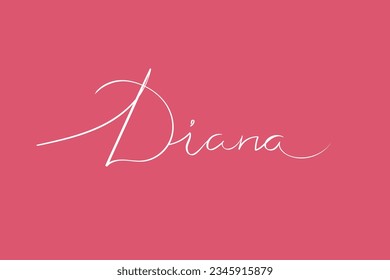 Female name Diana. Girl’s name Handwritten lettering calligraphy typescript. Vector art