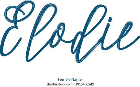 Female Name :- Hand Written Typography Cursive  Text Elodie