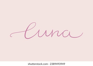 Female name Luna. Handwritten lettering calligraphy Girl name. Vector illustration