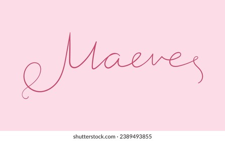 Female name Maeve. Handwritten lettering calligraphy Girl name. Vector illustration