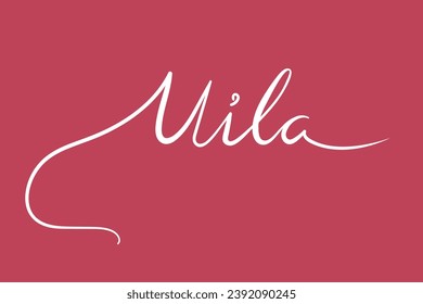 La mujer se llama Mila. Caligrafía escrita a mano Caligrafía Chica nombre. Ilustración del vector