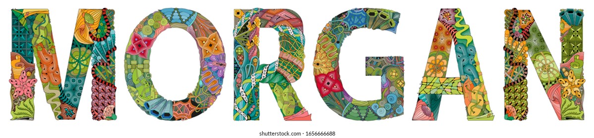 Female name Morgan. Vector decorative zentangle object
