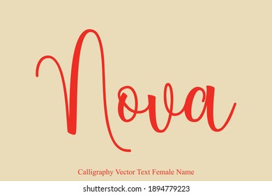 Female name - Nova Beautiful Cursive Handwritten Lettering  Modern Typography  