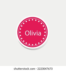 The female name is Olivia. Background with the female name. A postcard for Olivia. Congratulations for Olivia. A sticker for Olivia