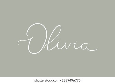 Female name Olivia. Handwritten lettering calligraphy Girl name. Vector illustration