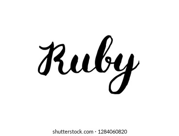 Female Name Ruby Handwritten Lettering Black Stock Vector (Royalty Free) 1284060820
