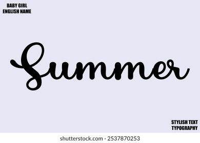 Nombre femenino - en el verano de texto de tipografía cursiva con estilo