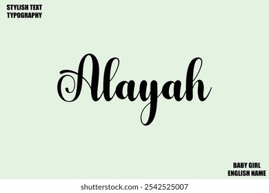 Nombre femenino - en tipografía cursiva con estilo Texto Alayah