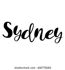 Female name - Sydney. Handwritten Lettering. Black. Modern Calligraphy.