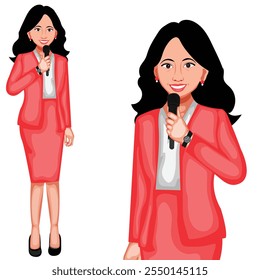 Female News Reporter Cartoon Character Vector Illustration (Royalty Free)