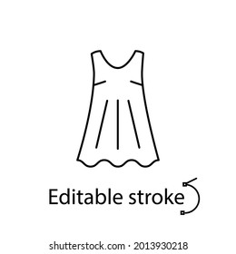 Female nightshirt outline icon. Homewear and sleepwear. Customizable linear contour symbol. Editable stroke. Isolated vector stock illustration