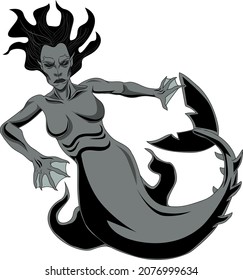 A female Ningyo, a mermaid like creature in Japanese folklore. A dark witch-like entity living in the sea.