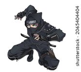 Female Ninja Manga Character for Comics in Vector