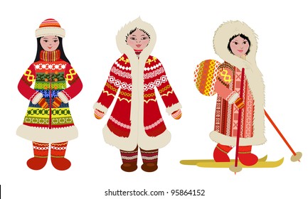 Female northern people in costumes