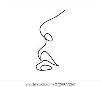 Weibliche Nase und Lippen Abstrakter Vektor Frau Lippen und Nase Moderne One Line Art Illustration