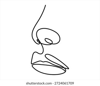 Nariz y labios femeninos Línea continua Estilo Elegante Mujer Labios y nariz Dibujo Abstractas