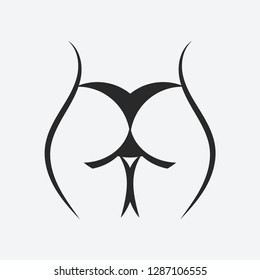 Female nude ass. Perfect lines. Sketch. Icon fashion style. Vector illustration. Ideal for logo, tattoo, fashion design